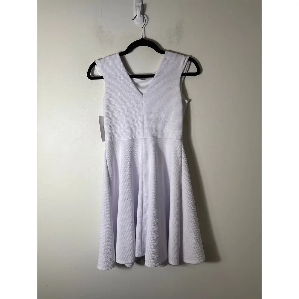 NWT Girls Un Deux Trois White Cap Sleeve Knee Length Dress sz 16